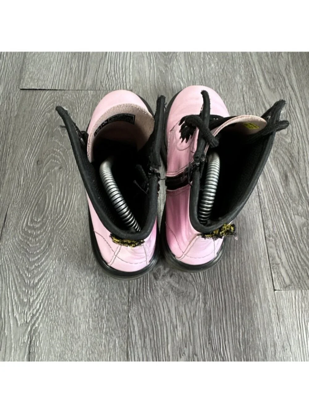 Dr. Martens 1460 J Pink Leather Round Toe Lace Up/Zip Ankle Boots Kids Sz 2 Read
